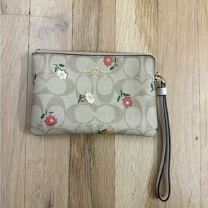 Coach Tan Wristlet with Floral Design